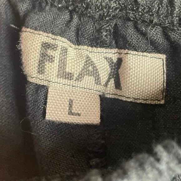 Flax Women’s Black Linen Full Elastic Wide Leg Pull On Pants Size-Large - Picture 2 of 3